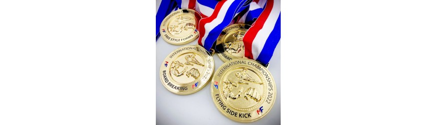 70MM MARTIAL ARTS CUSTOM BORDER MEDAL (6MM THICK) -GOLD/SILVER/BRONZE